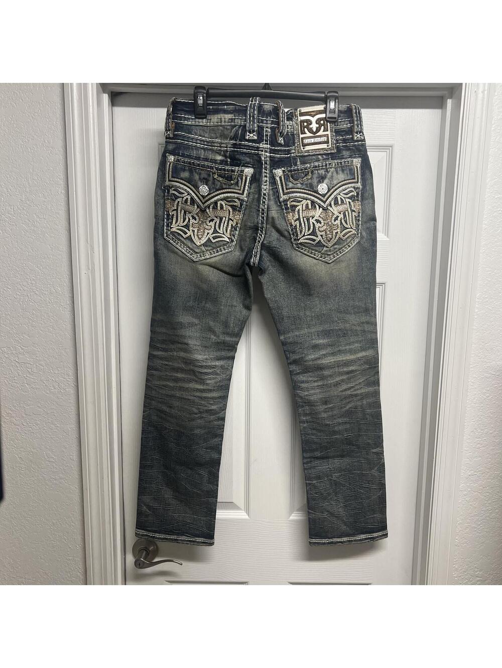 Rock Revival Darryl Straight Faded Dirty Wash Jeans Sz. 34X28(Read)